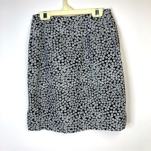Vintage Classic Casual corner navy white floral print cotton skirt size 2 - Picture 4 of 8